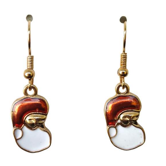 5/$25 Stocking Stuffer Sale Christmas Earrings ROSE GOLD SANTA Christmas Earring - Picture 2 of 7